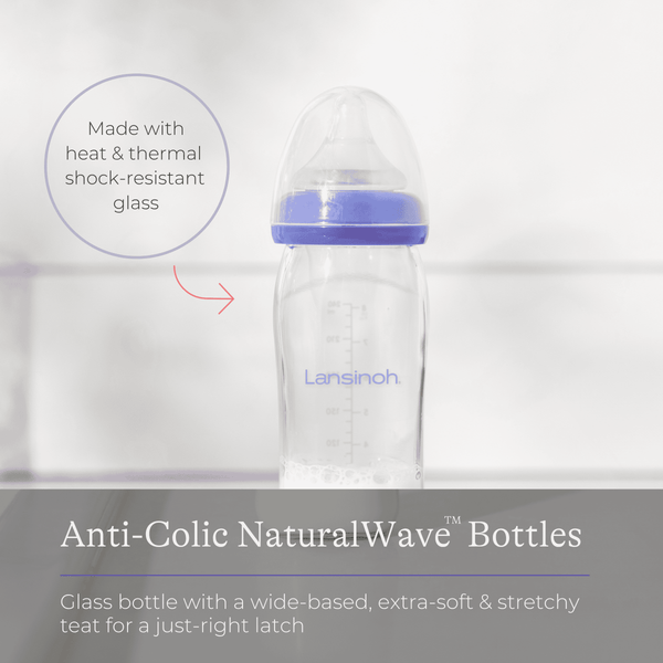 Glass Feeding Bottles 240ml with NaturalWave® Teat – Lansinoh UK