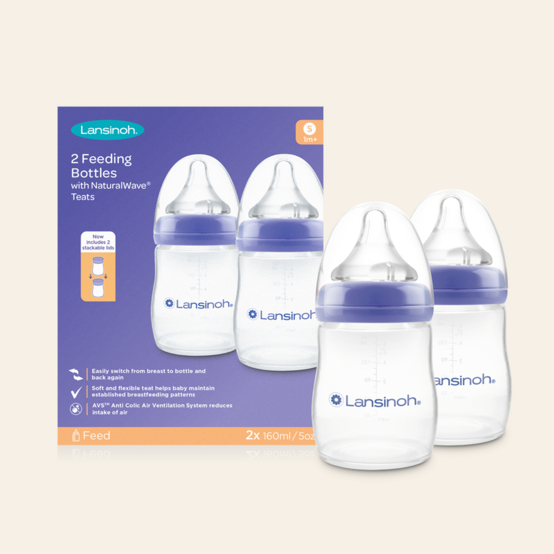 Pack of Feeding Bottles 160ml with NaturalWave® Teat