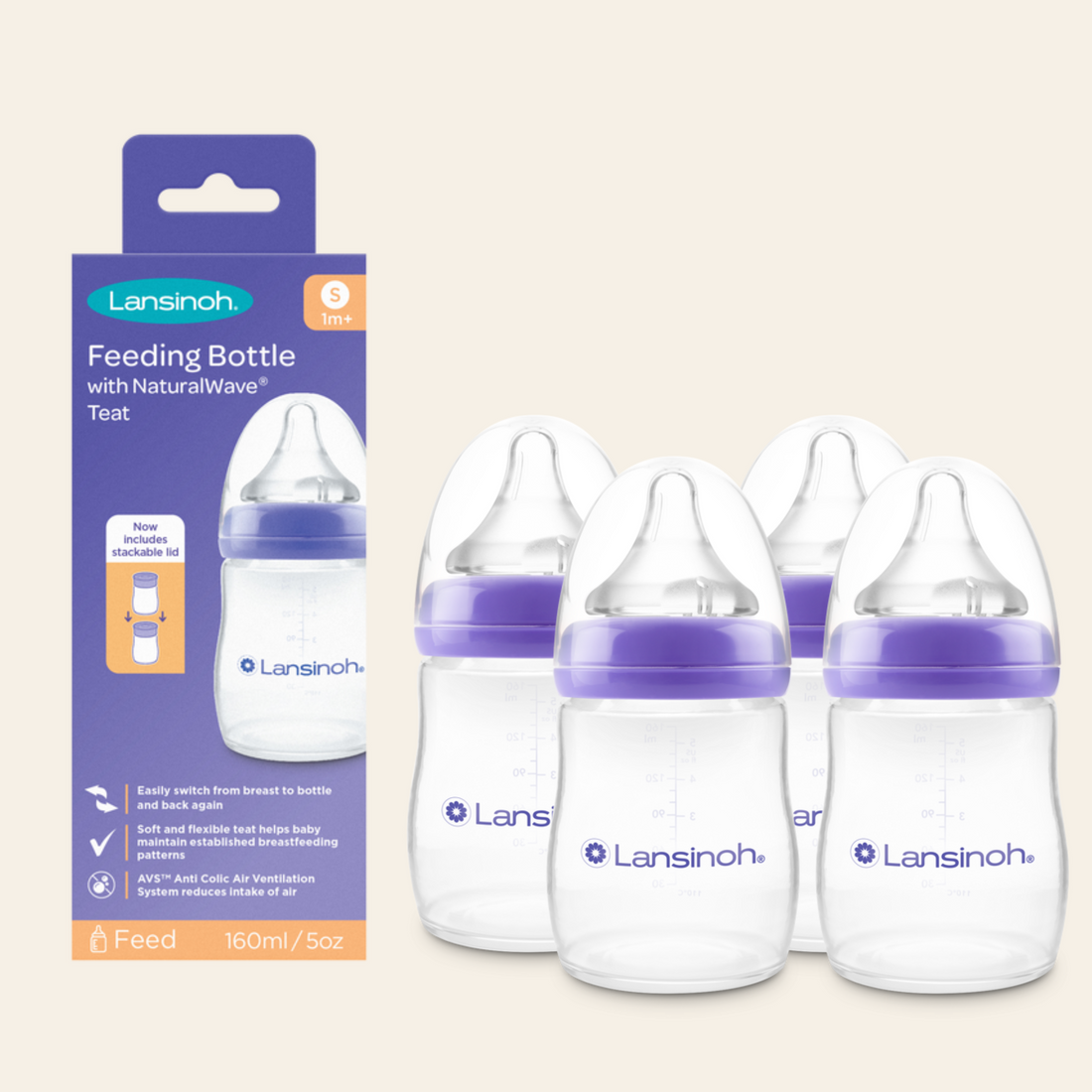 Pack of Feeding Bottles 160ml with NaturalWave® Teat