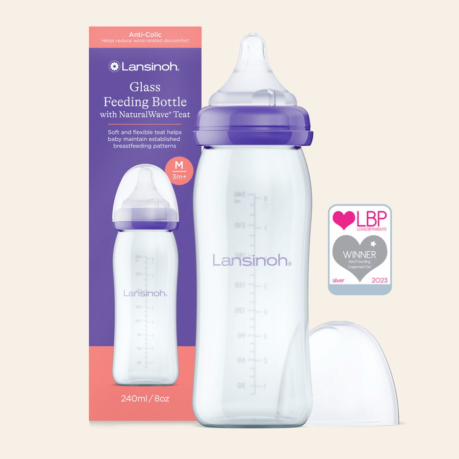 Glass Feeding Bottles 240ml with NaturalWave® Teat