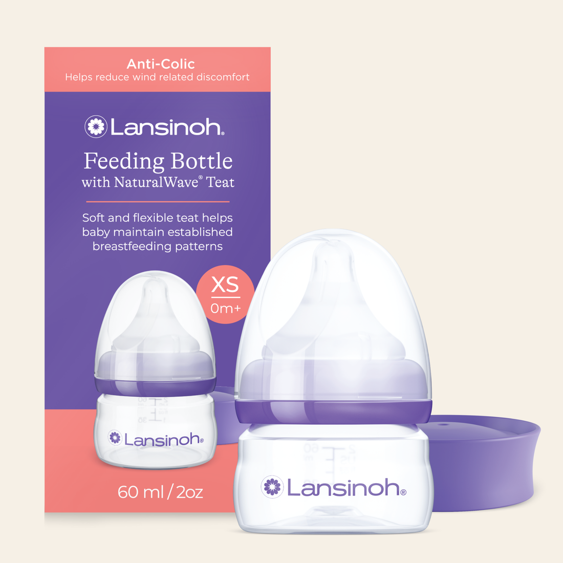Pack of Feeding Bottles 60ml with NaturalWave® Teat