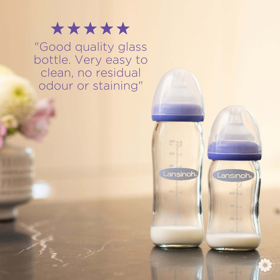 Glass Feeding Bottles 240ml with NaturalWave® Teat – Lansinoh UK