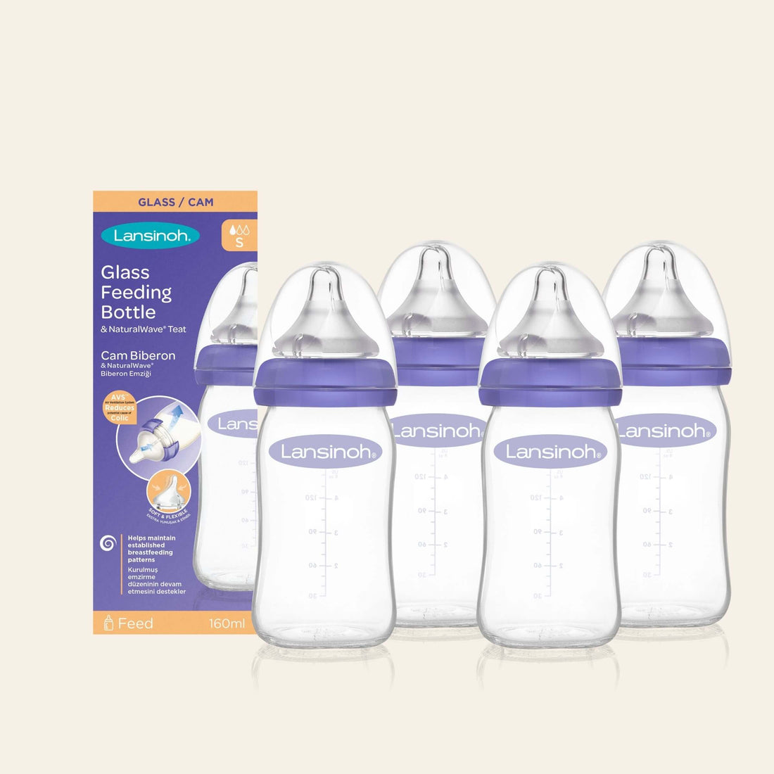 Glass Feeding Bottles 160ml with NaturalWave® Teat